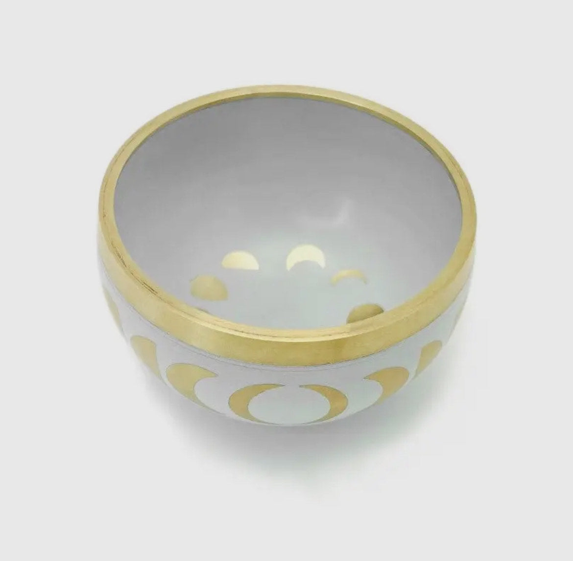 White Moon Phase Brass Singing Bowl Set