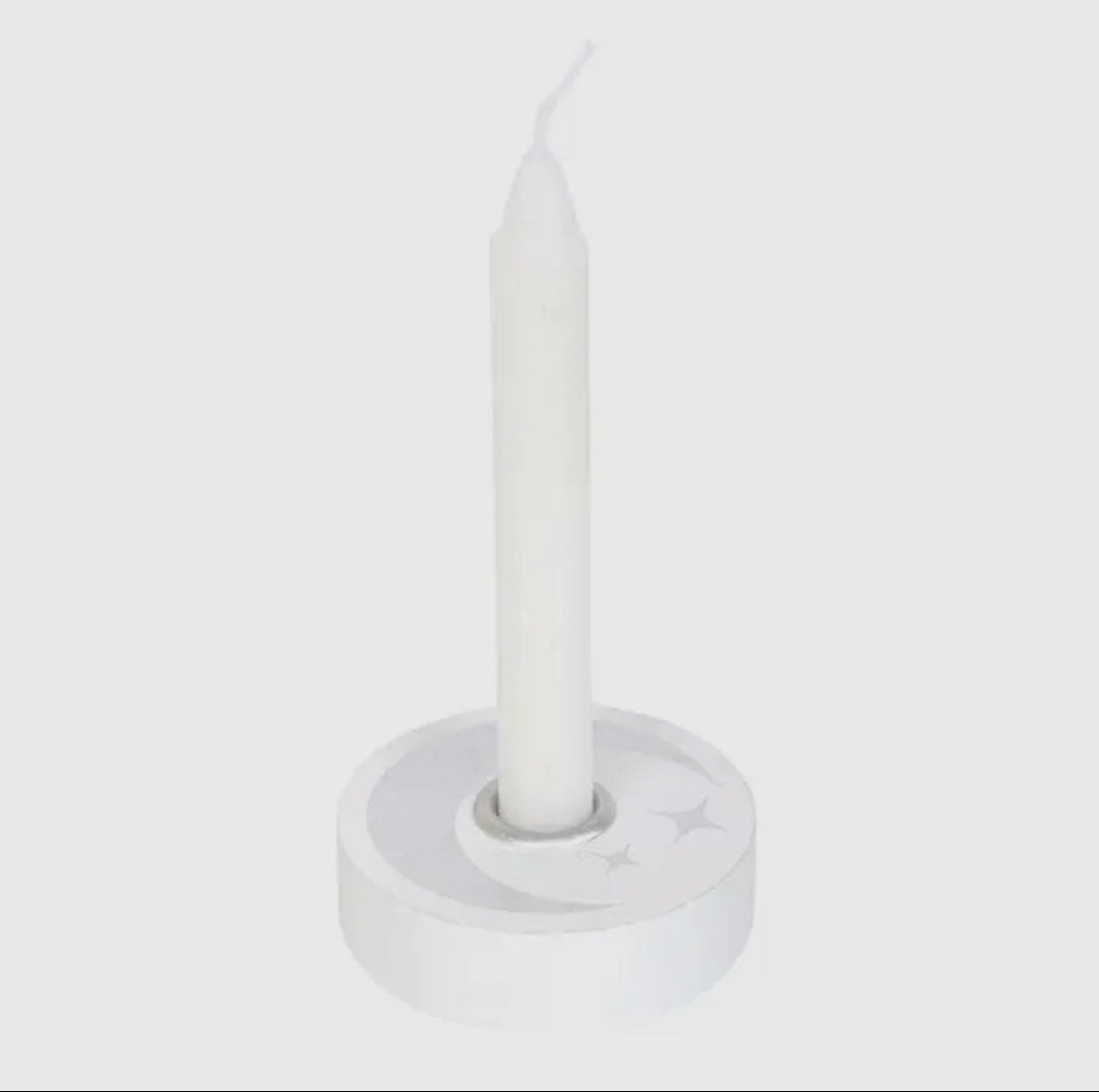 White Mystical Moon Spell Chime Candle Holder