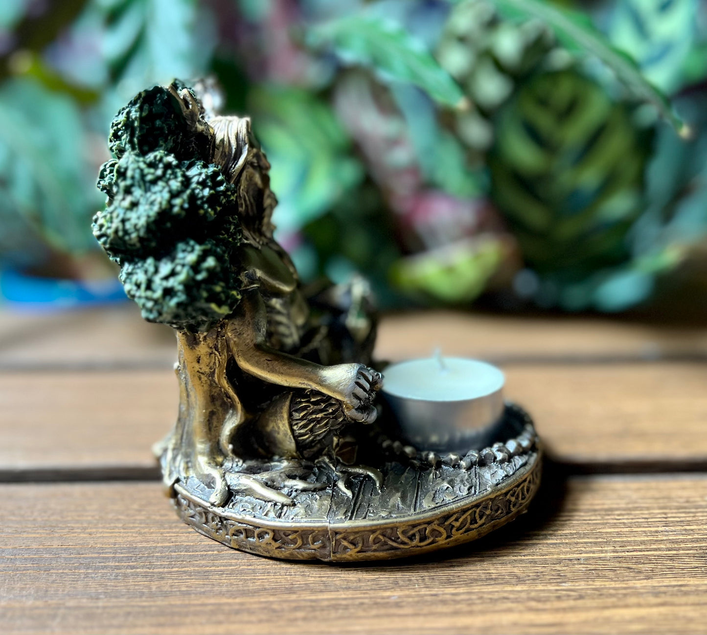 Cernunnos Resin Sitting Statue Candle Holder- Horned God