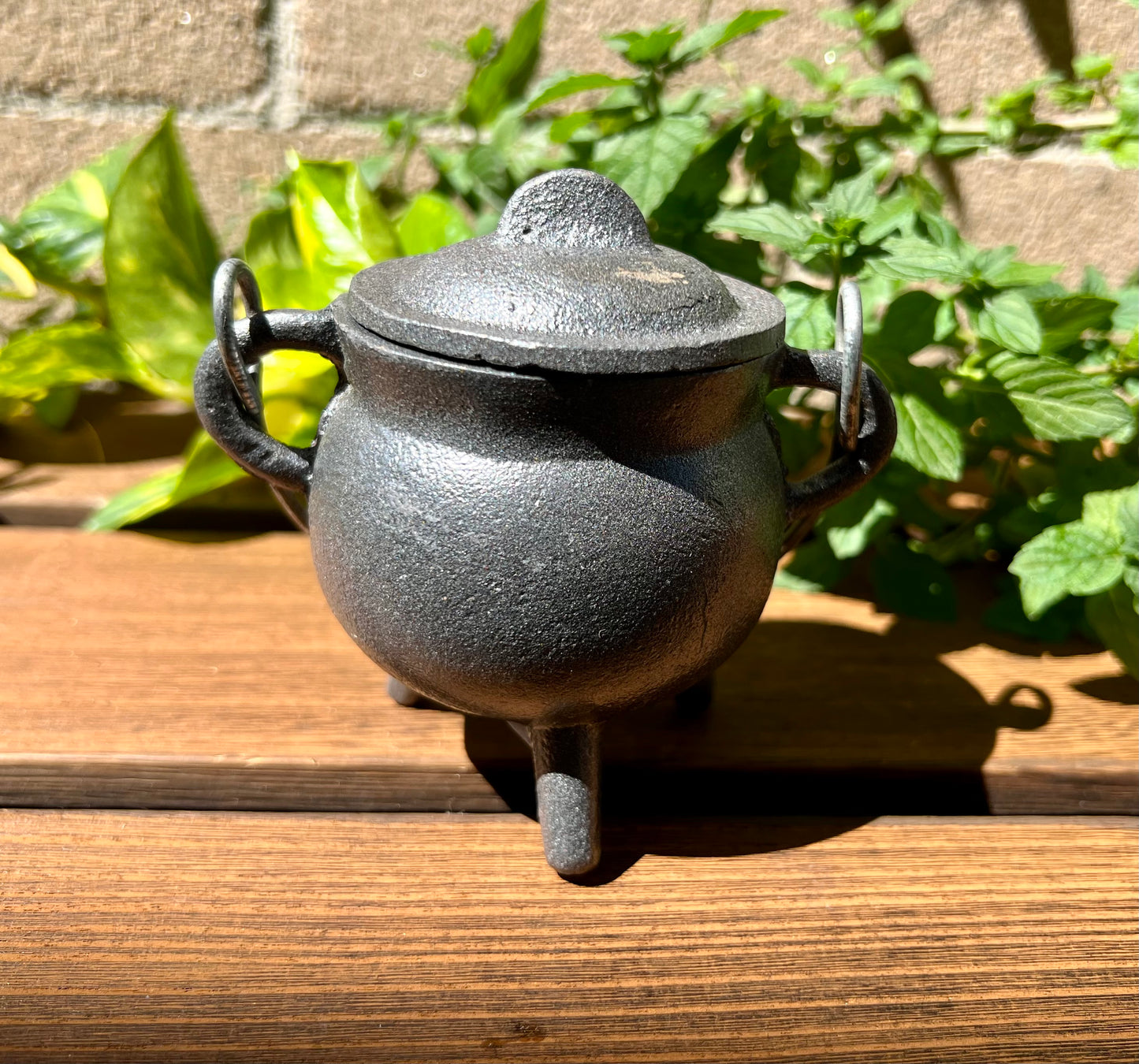 Plain Mini Cast Iron Cauldron 3.5 Inch with Lid