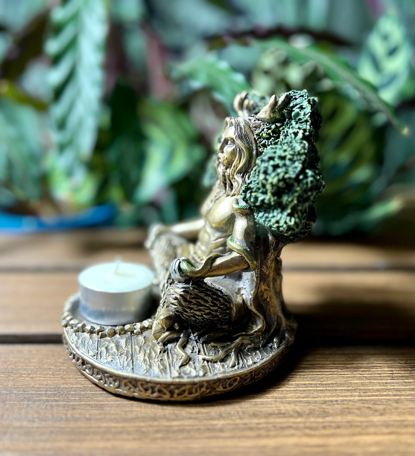 Cernunnos Resin Sitting Statue Candle Holder- Horned God