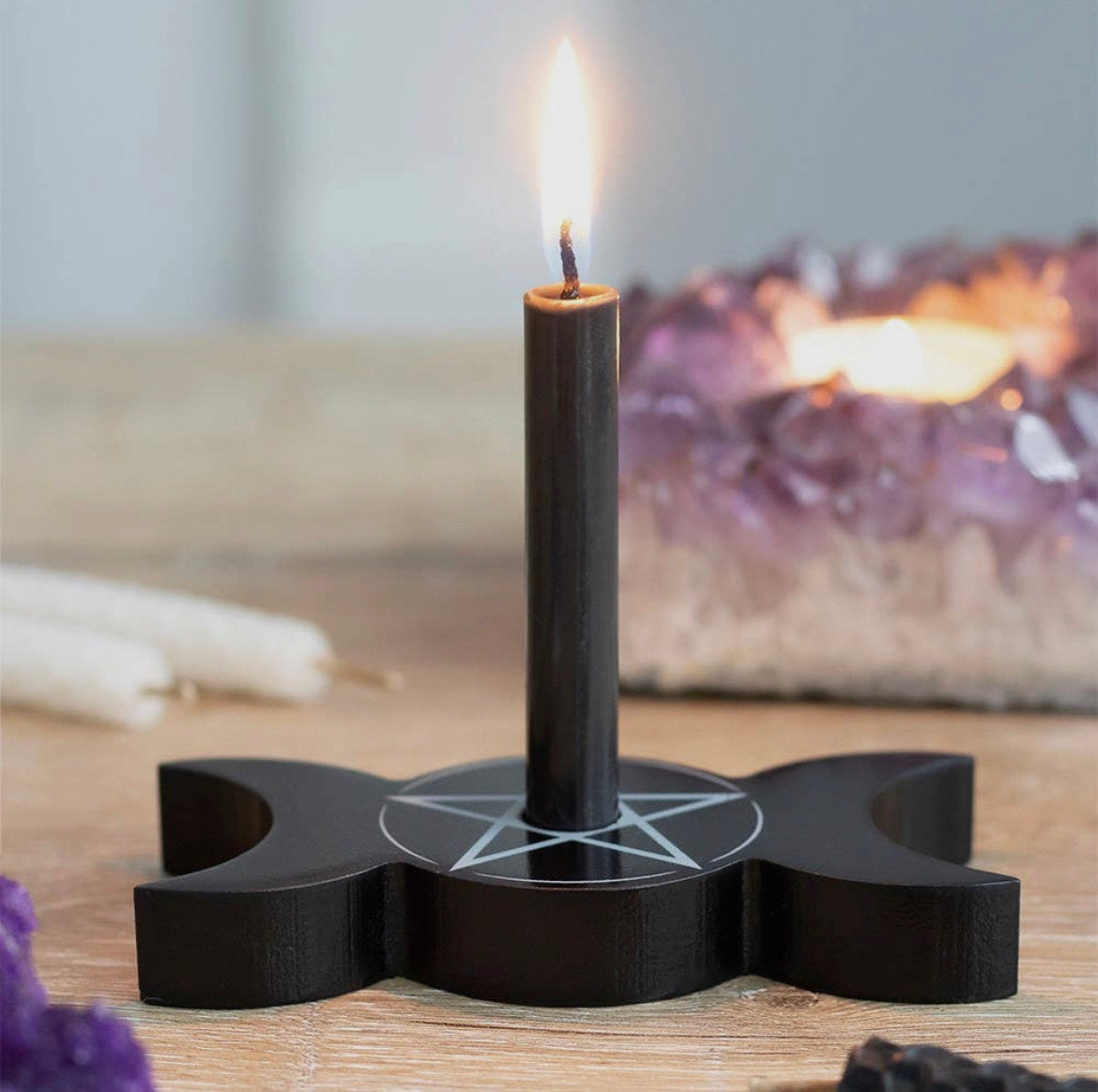 Triple Moon Pentagram Spell Chime Candle Holder