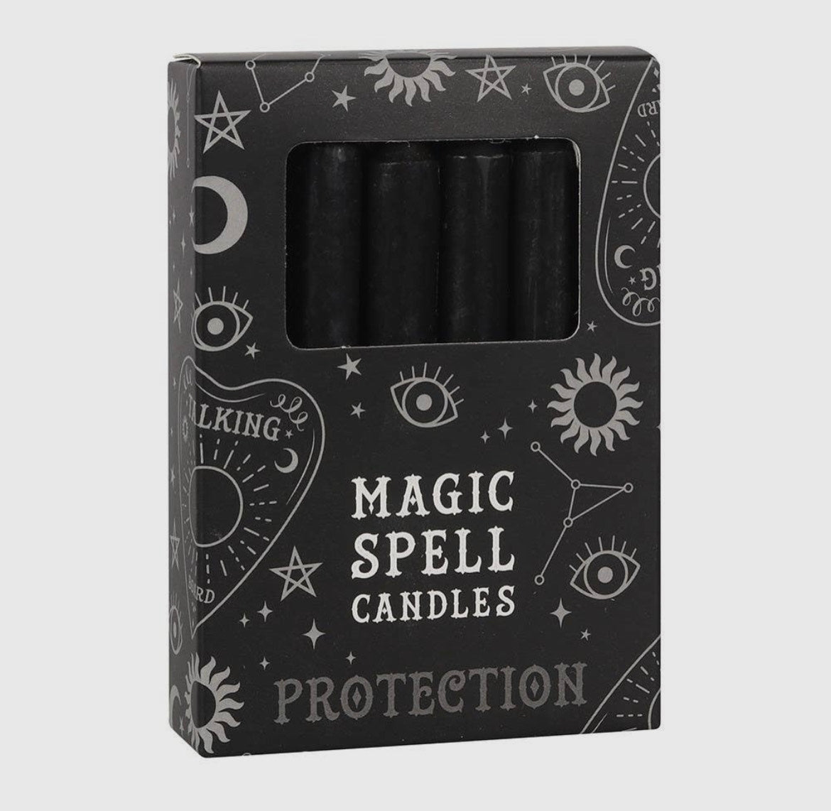 Set of 12 Black 'Protection' Magic Spell Candles
