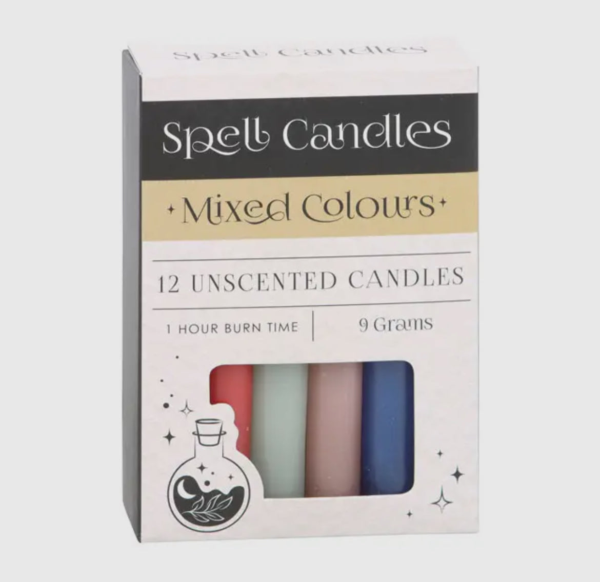 Pack of 12 Mixed Colour Magic Spell Candles