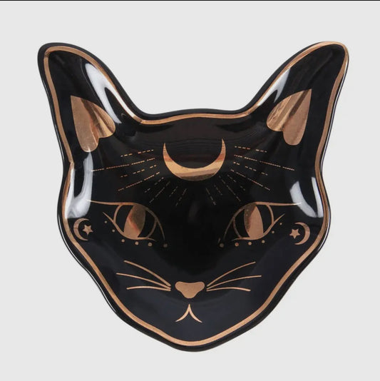 Black Cat Mystic Mog Ceramic Trinket Altar Dish