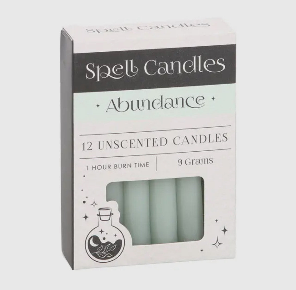 Pack of 12 Light Green Abundance Magic Spell Candles
