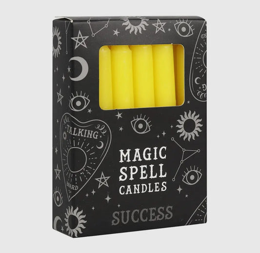 Set of 12 Yellow 'success' Magic Spell Candles