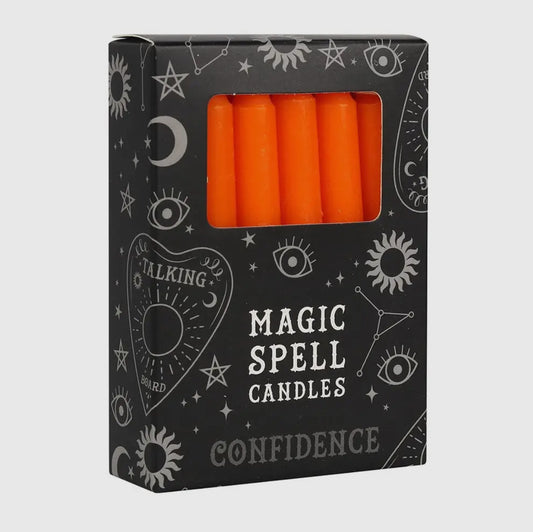 Set of 12 Orange 'confidence' Magic Spell Candles