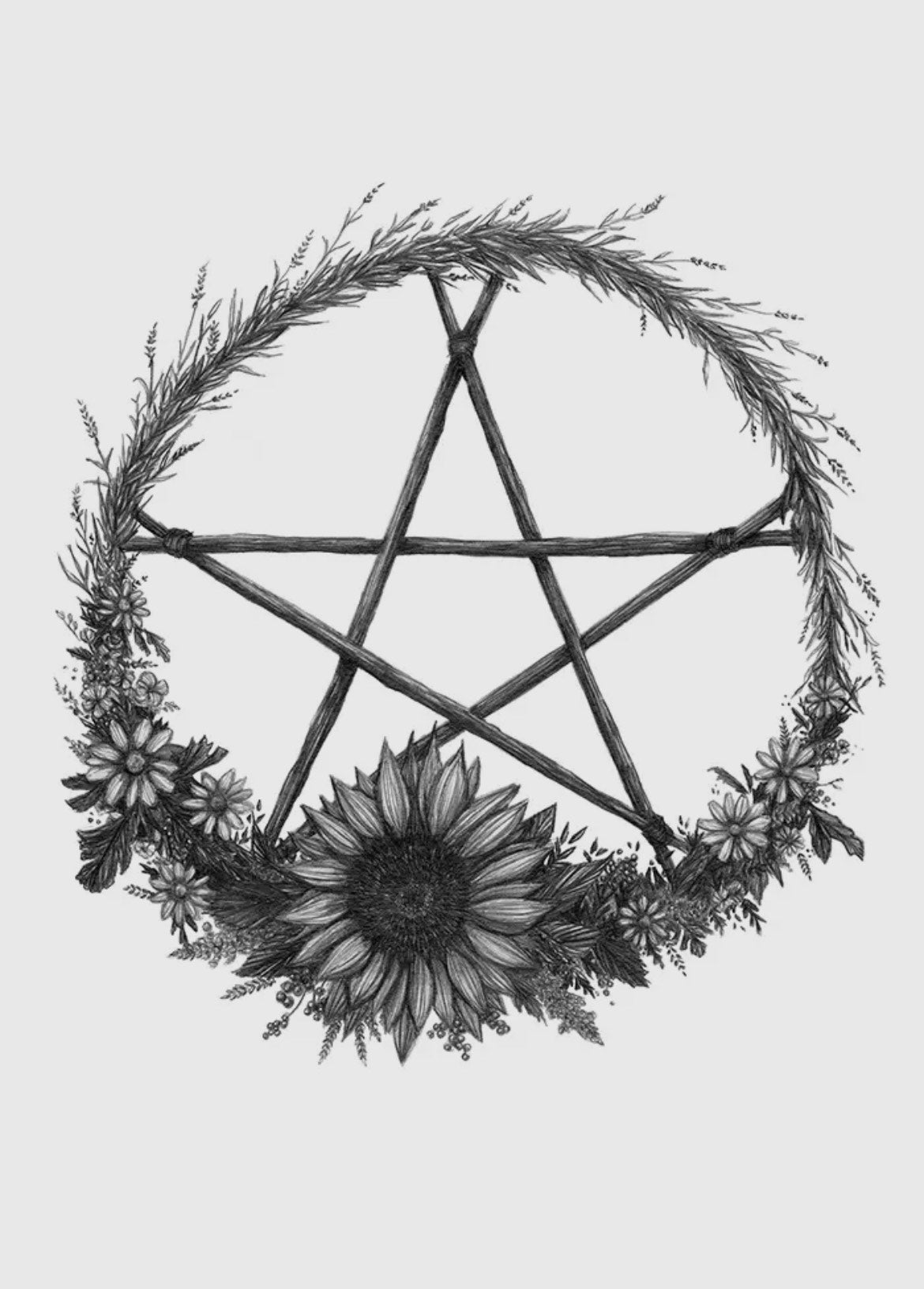 Lammas / Mabon Wreath Fine Art Print- Litha Pentacle