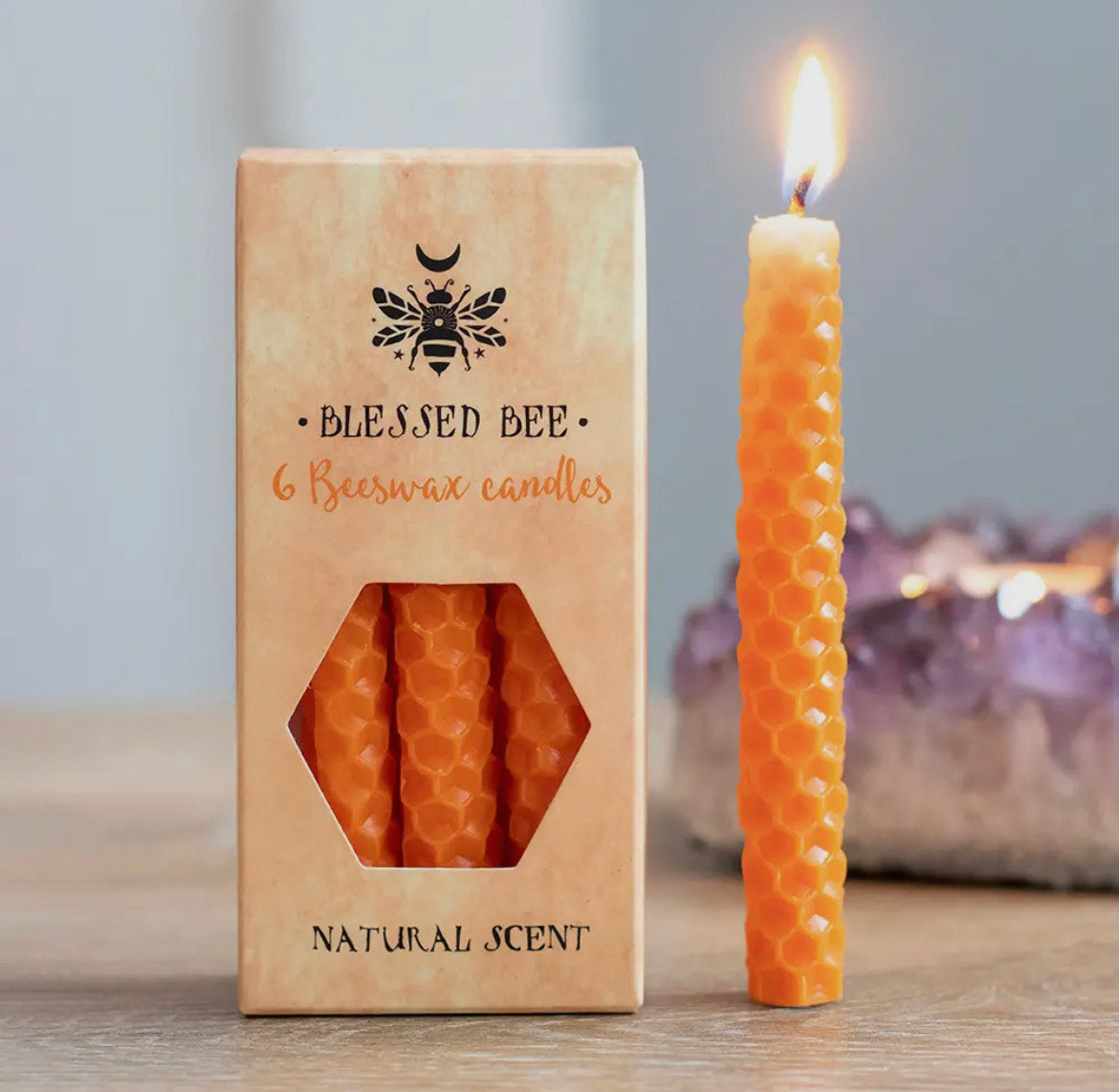 Set of 6 Orange Beeswax Magic Spell Candles