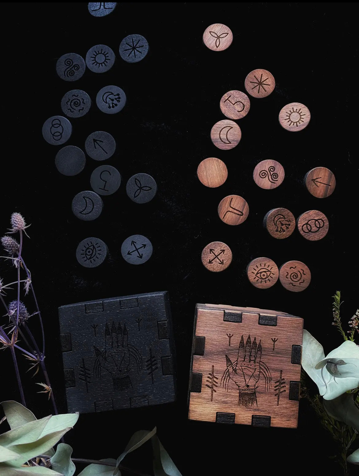 Hardwood Walnut Witch’s Runes - Divination Set