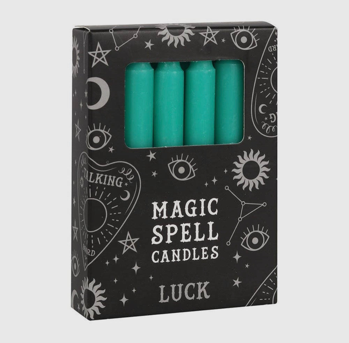 Set of 12 Green 'Luck' Magic Spell Candles