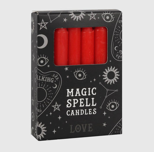 Set of 12 Red 'Love' Magic Spell Candles