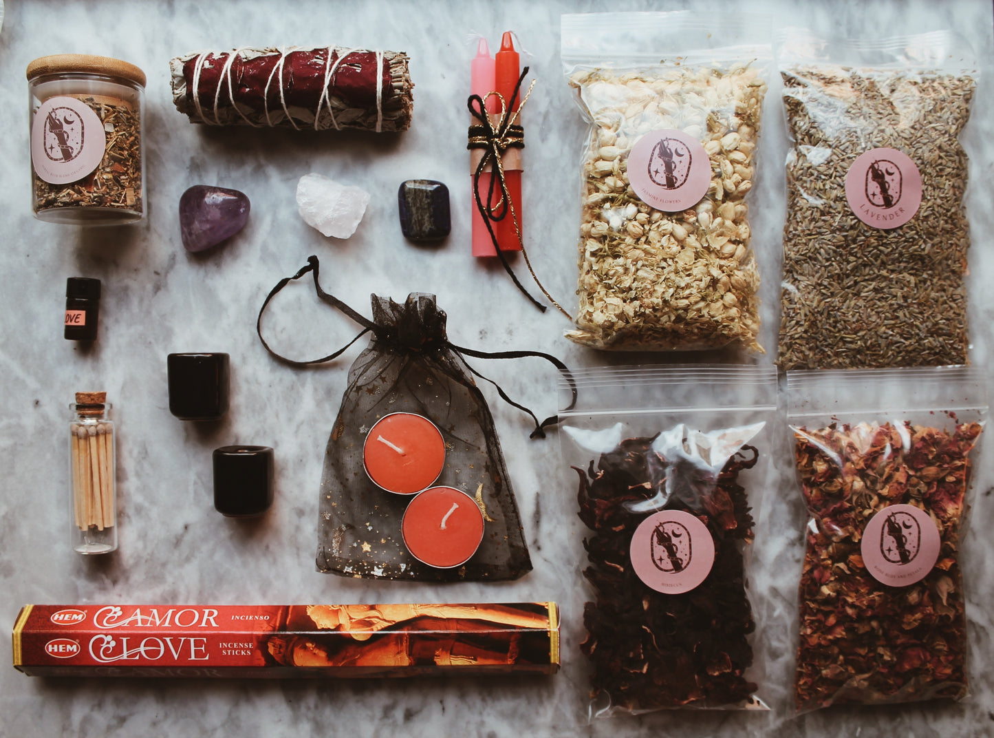 Romantic love, Self Love, Relationships Ritual Kit Witch Box 18 Items