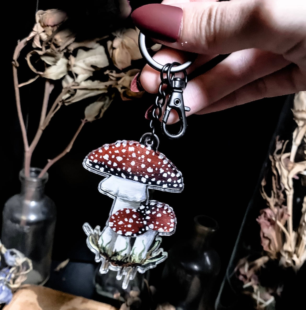 Reaowazo Mushroom Chain and Spike Chain Cute Colorful Waist Chain Punk Goth Keychains Harajuku Accessories