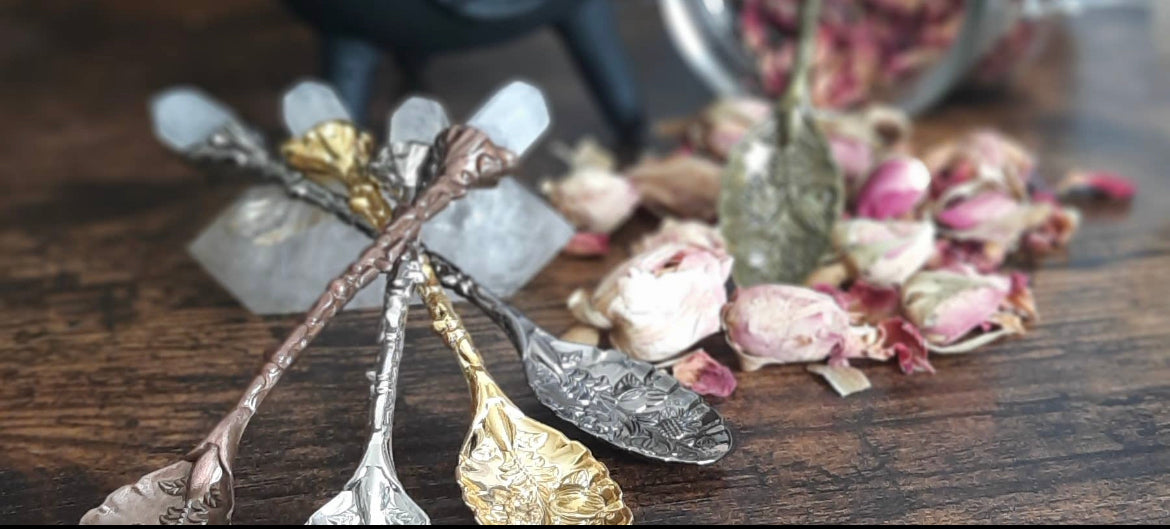 Clear Quartz Crystal Witchy Herb / Apothecary Spoons