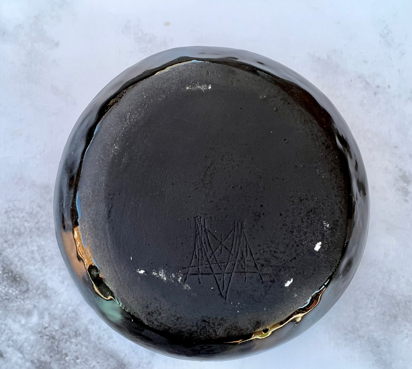 Black, Triple Moon & Runic 4" Circular Altar Plate