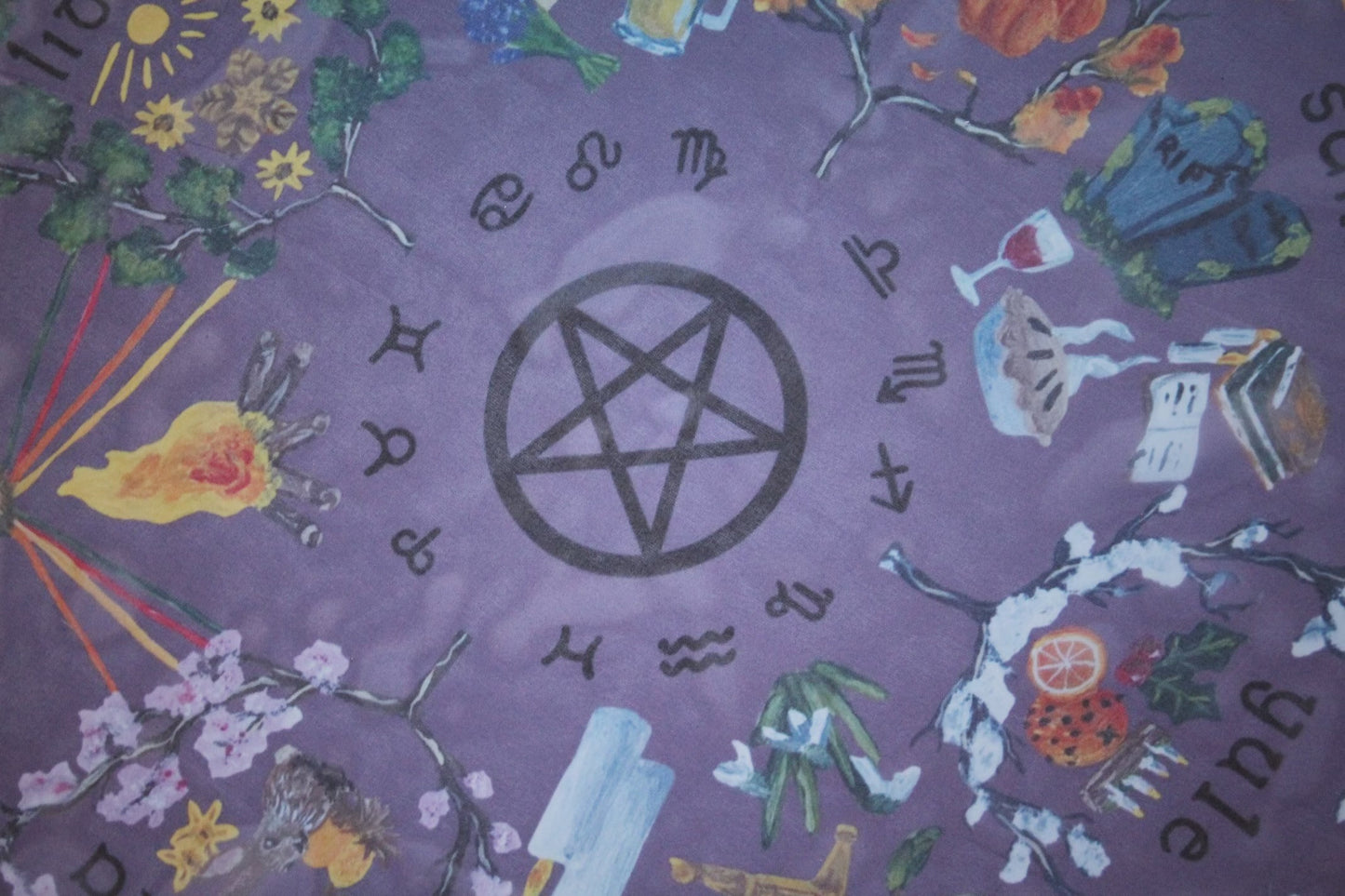 Wheel of the Year Scarf | Altar cloth | Spooky | Pagan