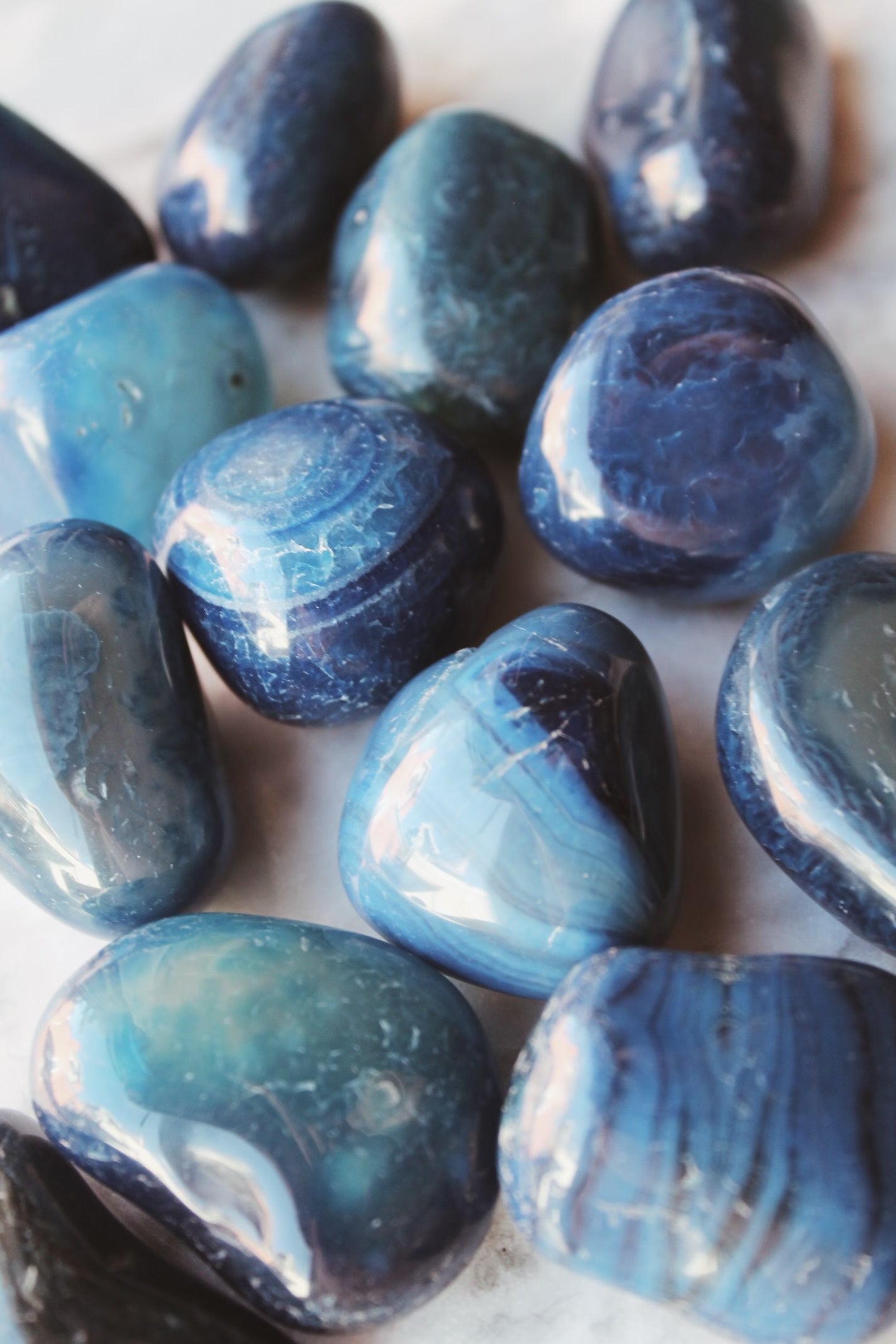 Blue Agate Polished Tumbled Stone, Blue Agate Energy Pocket Stone, Healing Crystal