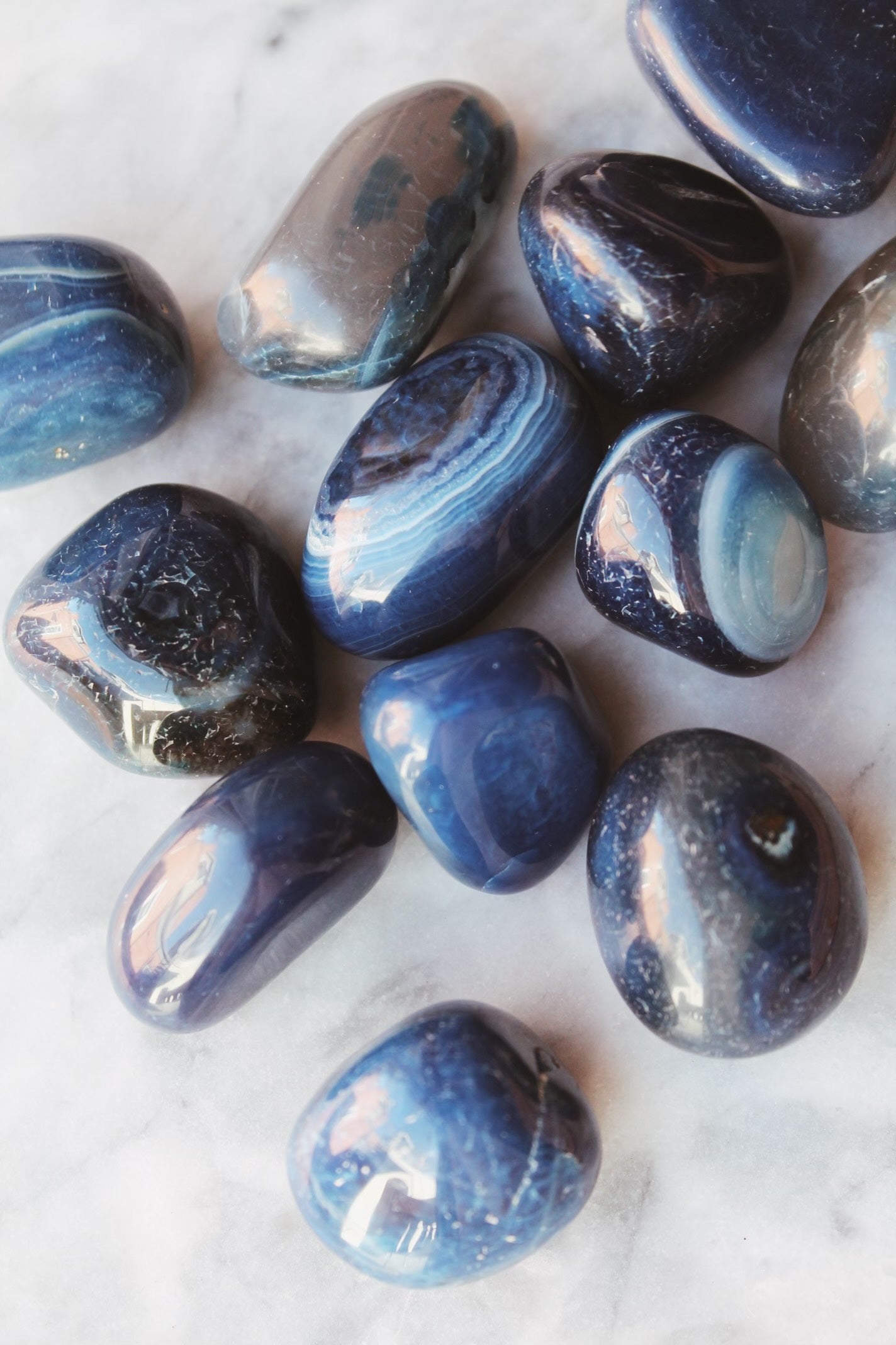 Blue Agate Polished Tumbled Stone, Blue Agate Energy Pocket Stone, Healing Crystal