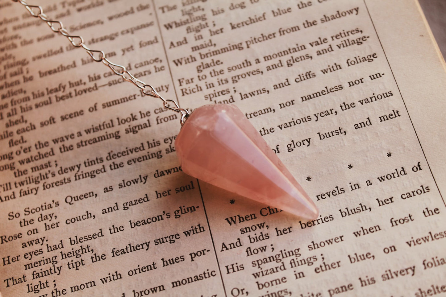 Rose Quartz Crystal Pendulum Polished