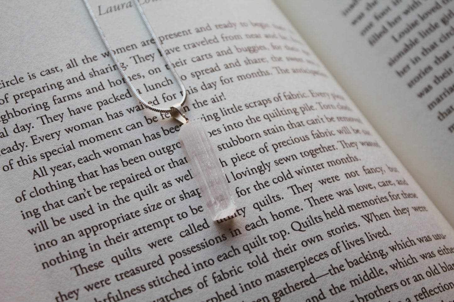 Selenite Crystal Rough Pendant Necklace