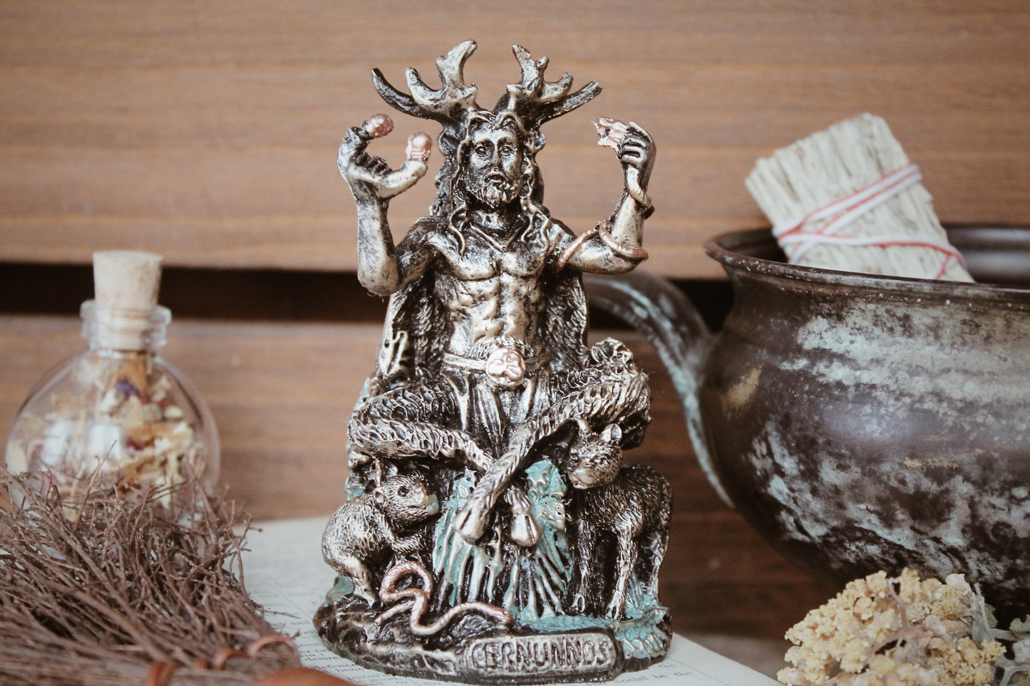 5 Inch Cernunnos Celtic Horned God with Animals Resin Statue