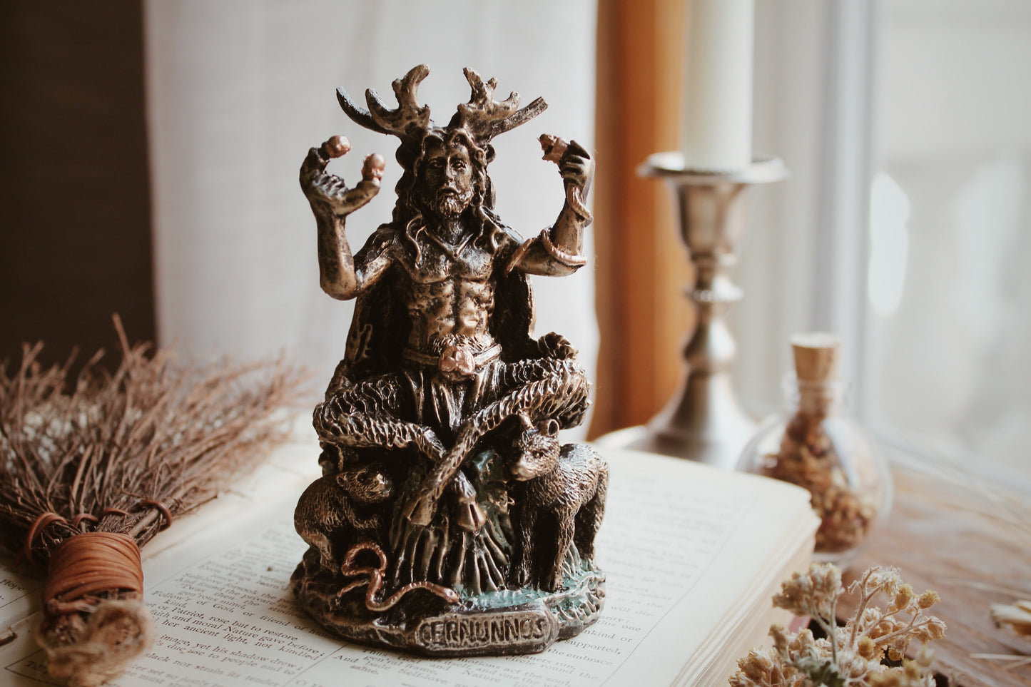 5 Inch Cernunnos Celtic Horned God with Animals Resin Statue