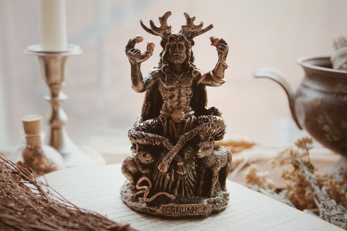 5 Inch Cernunnos Celtic Horned God with Animals Resin Statue