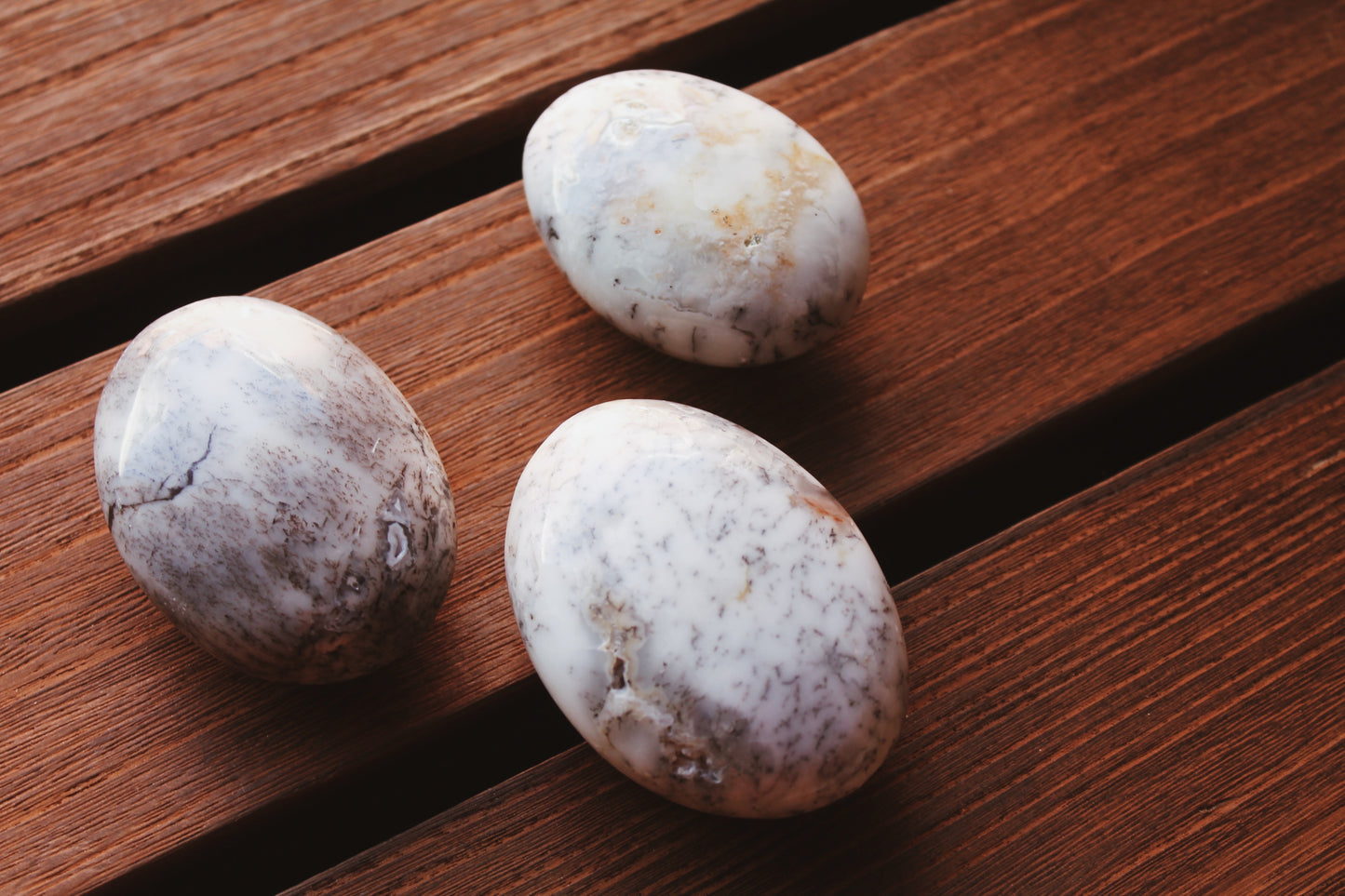 Dendritic Opal Palm Stone | Crystal Worry Stone