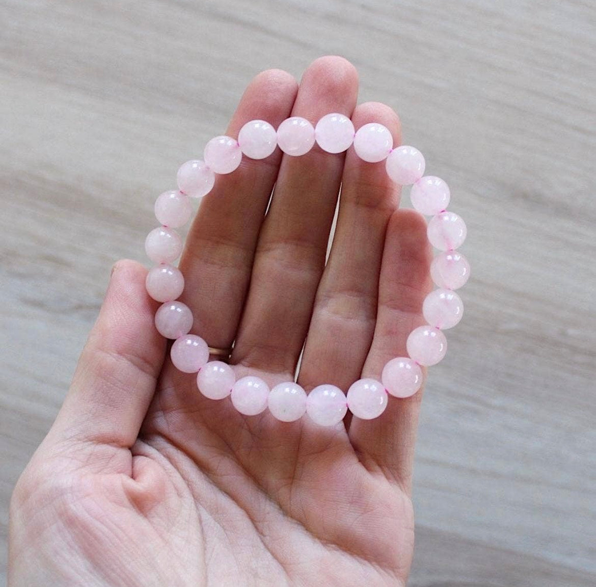 Rose Quartz Bracelet 8mm- Rose Quartz Crystal Bracelet