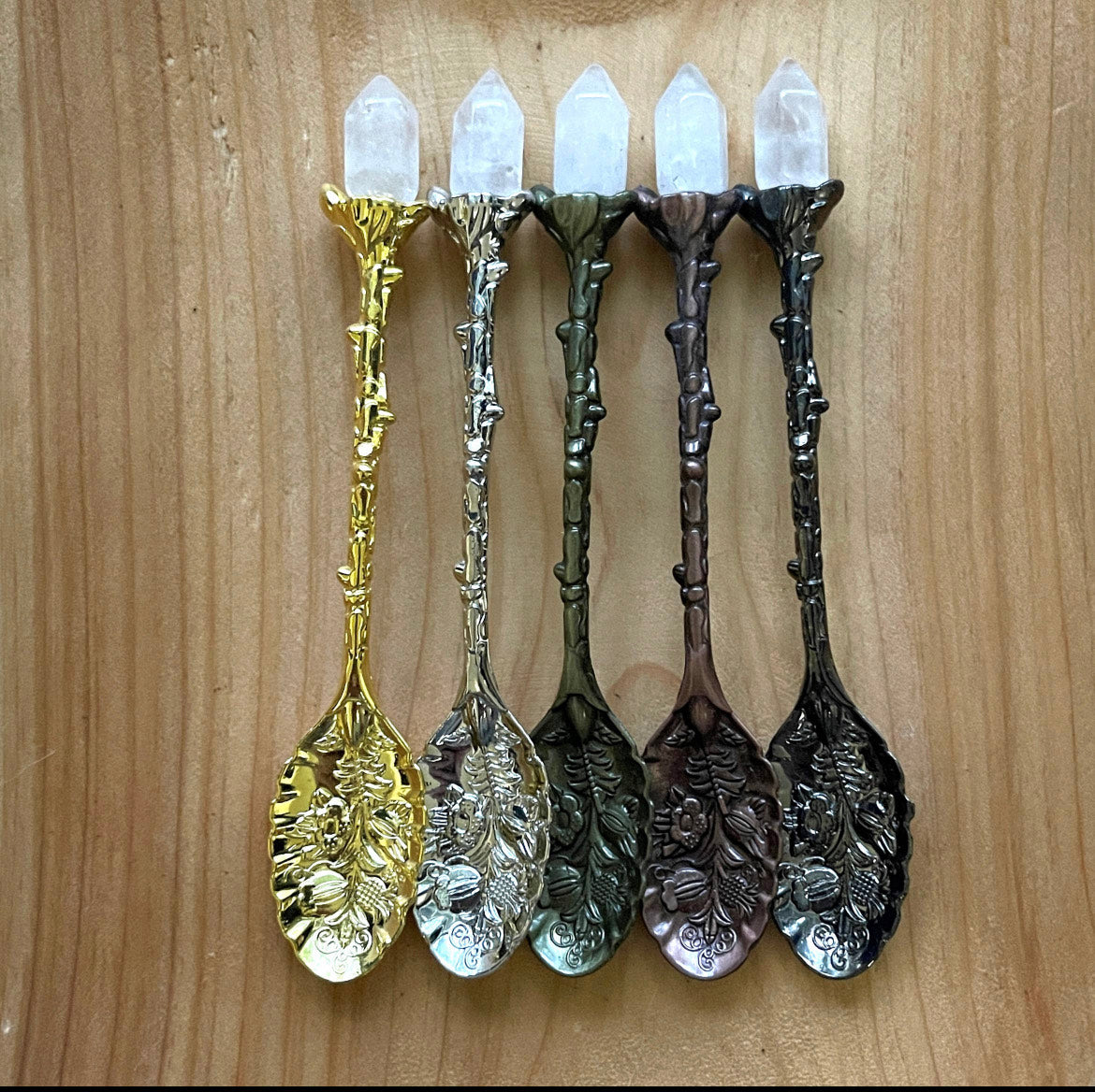 Clear Quartz Crystal Witchy Herb / Apothecary Spoons