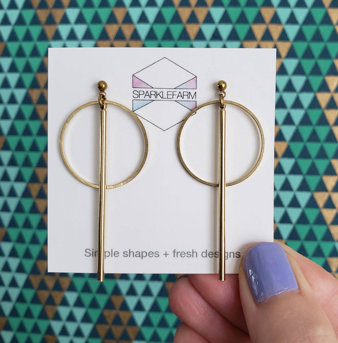 Circle and Bar Earrings | Simple and Minimal Stud Dangles