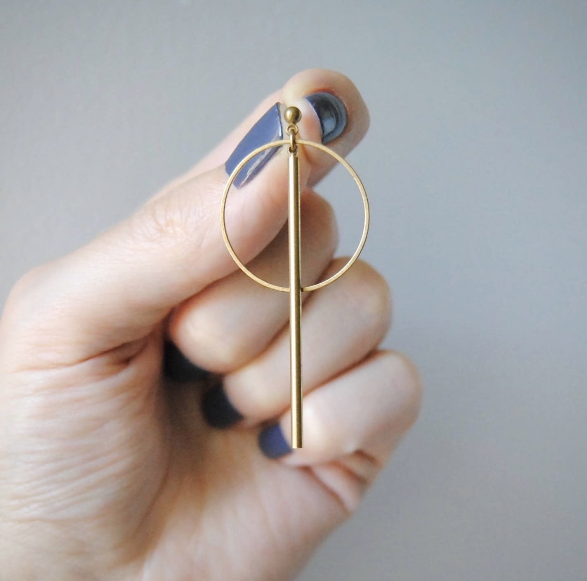 Circle and Bar Earrings | Simple and Minimal Stud Dangles