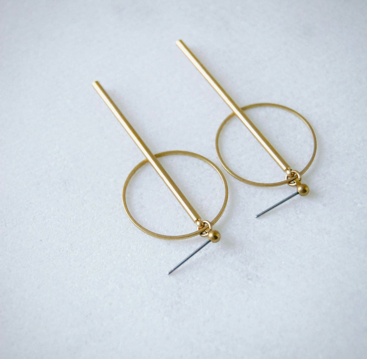 Circle and Bar Earrings | Simple and Minimal Stud Dangles