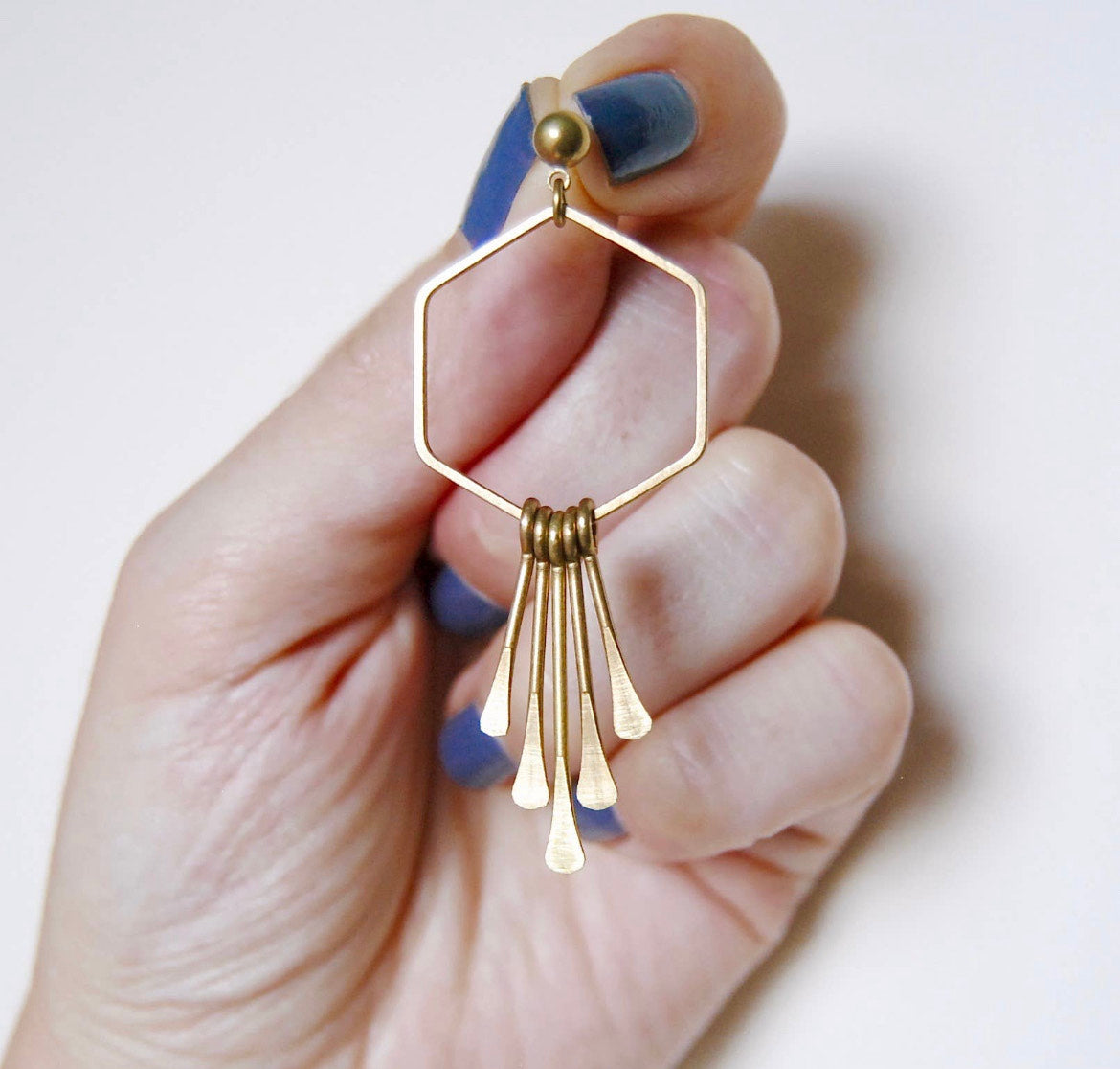 Hexagon Fringe Earrings | Bohemian Drops