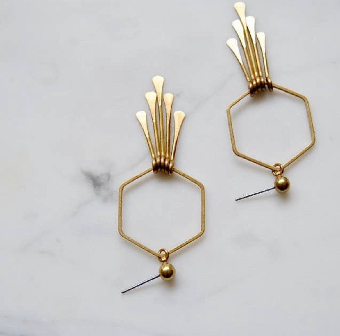 Hexagon Fringe Earrings | Bohemian Drops