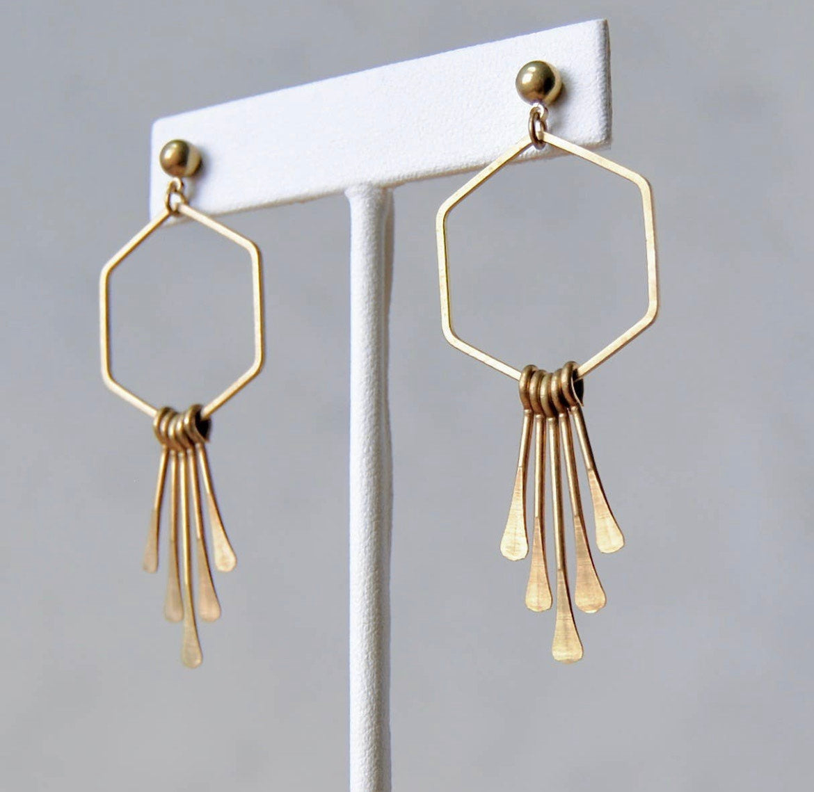 Hexagon Fringe Earrings | Bohemian Drops