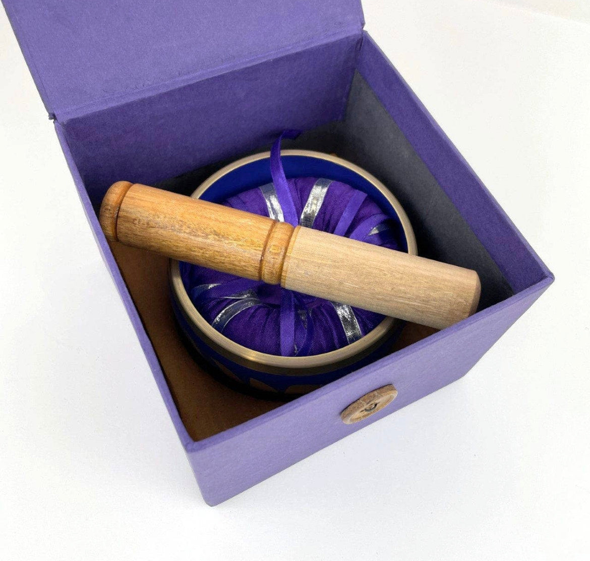 Purple Moon Phase Brass Singing Bowl Set with Purple Box