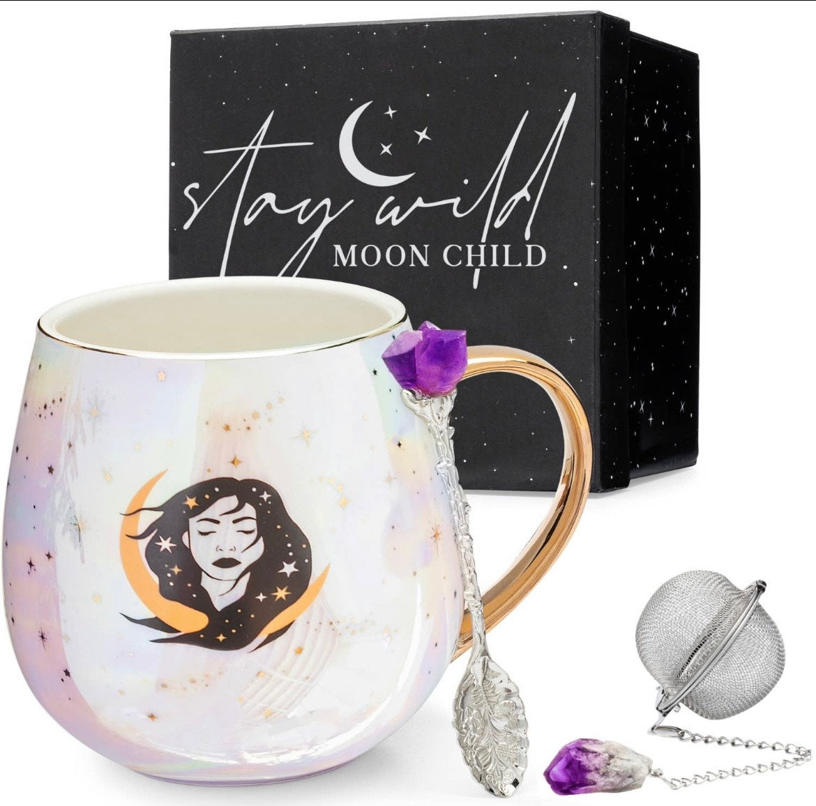 Moon Child - Mug Gift Set with Amethyst Tea Accessories