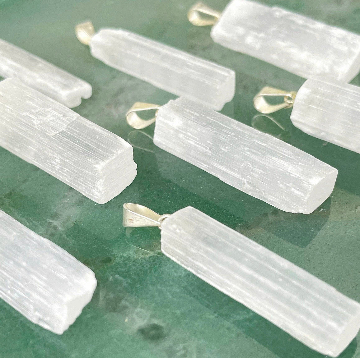 Selenite Crystal Rough Pendant Necklace