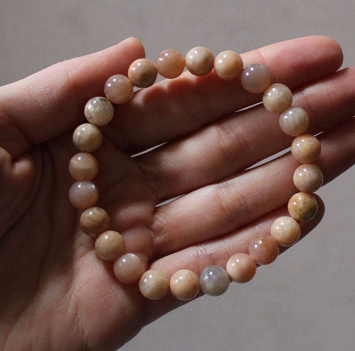 Peach Moonstone Bracelet 8mm - Crystal Bracelet